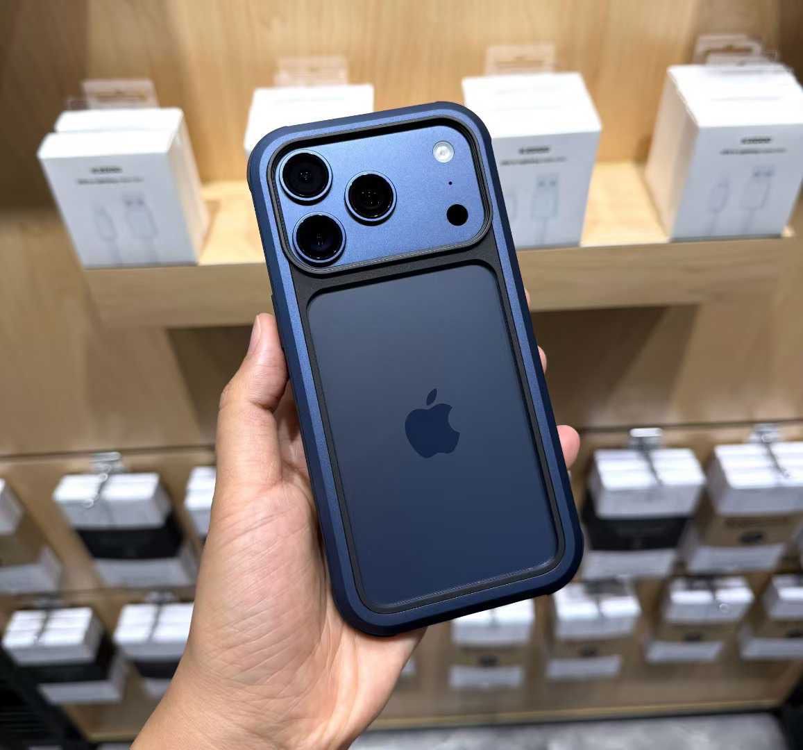 iPhone 17 Pro Kzdoo ARCE Case Series Aluminum Bumper Transparent Back Cover - Blue